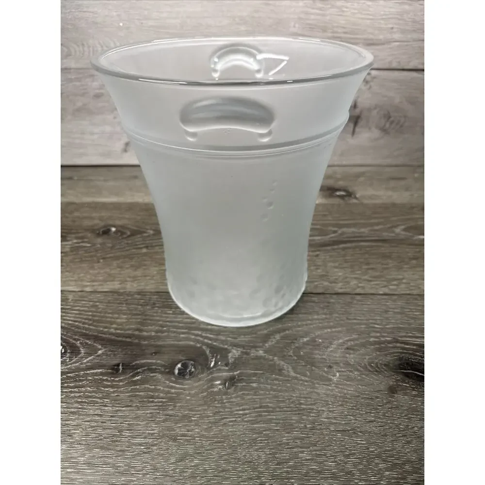 Vintage Italian Frosted Glass Ice Champagne Bucket Raised Grape Pattern 8.5”